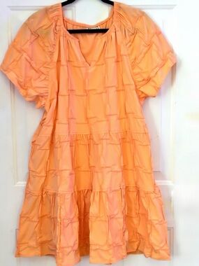 Women's Peach Tiered Ruffle Casual Dress new without tags.